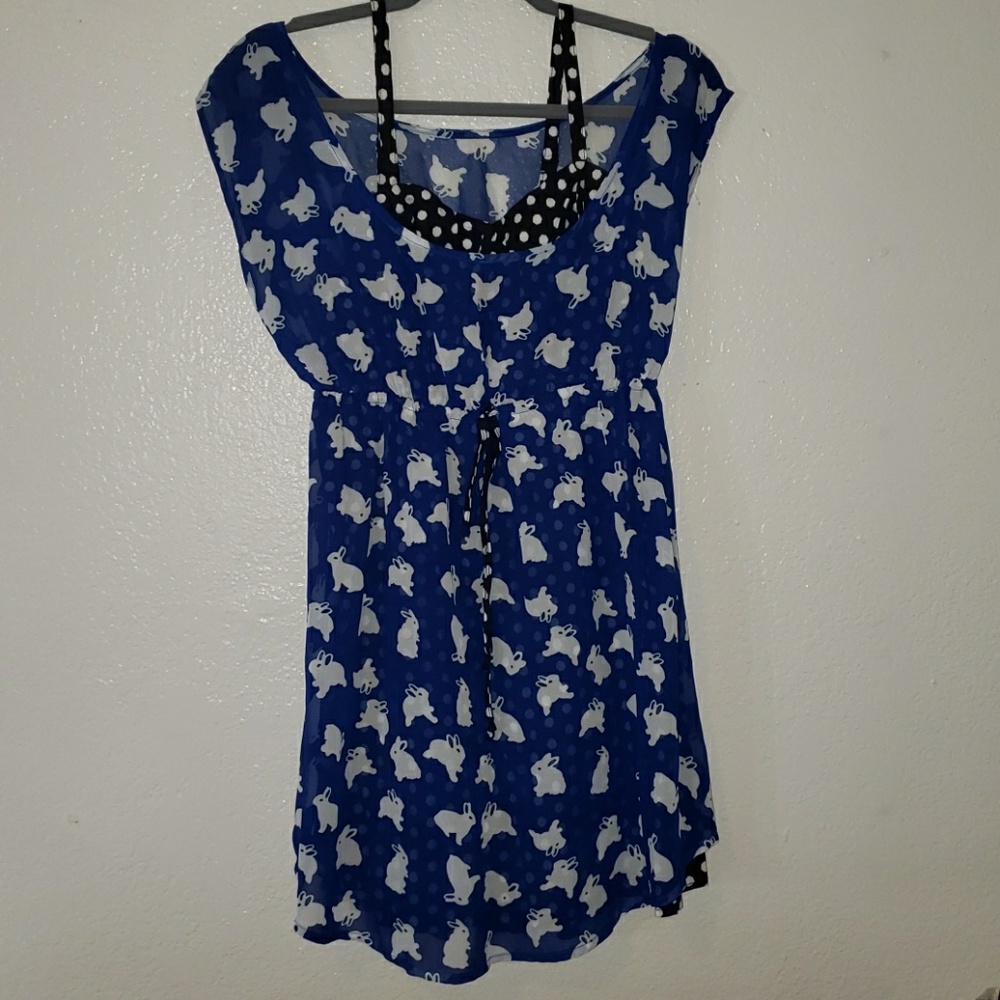 Hot Tpoic Sheer Bunny Overlay Dress